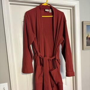 L.L. Bean Men's Waffle Knit Belted Robe Dark Red Size Med Regular Loungewear